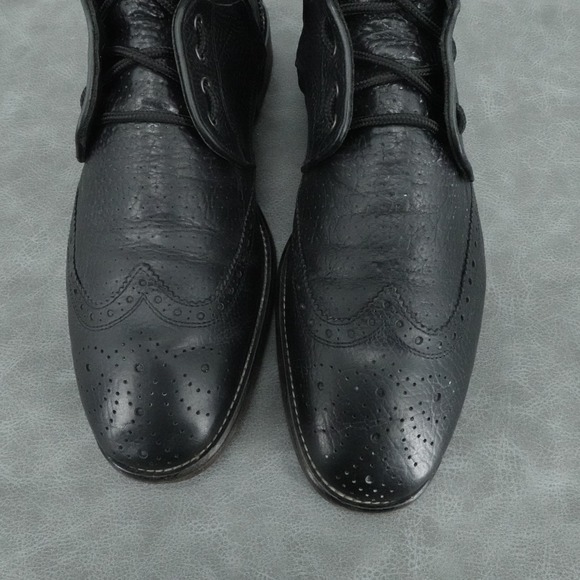 John Varvatos Boots Mens 9 Black Wingtip Brogue Lace Up Zip Ankle Handmade Italy John Varvatos Boots Mens 9 Black Wingtip Brogue Lace Up Zip Ankle Handmade Italy